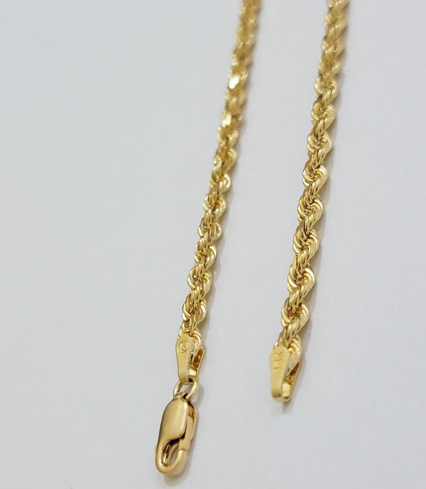 Solid 18k Yellow Gold Necklace Rope Chain 3mm 24'' Inch Real 18kt Men Women SALE