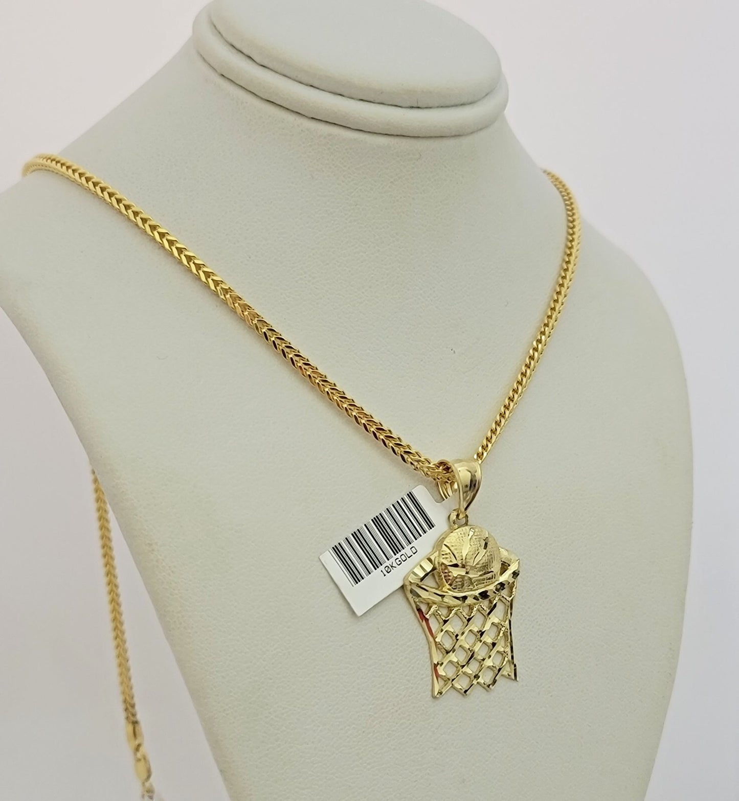 Real 10k Gold Basketball Charm & Franco Chain SET 10kt 2.5mm Franco Necklace 22"