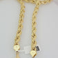 10K Yellow Gold Rope Chain Necklace 8mm 24 Inch REAL 10kt Diamond Cuts For Mens