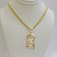 REAL 10k Gold Chain Necklace Charm Pendant SET, 5mm Miami Cuban Link, Jesus Head