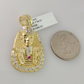 Real 10k Gold necklace & Pharoah Head charm pendant SET Chain 3mm Byzantine 26"