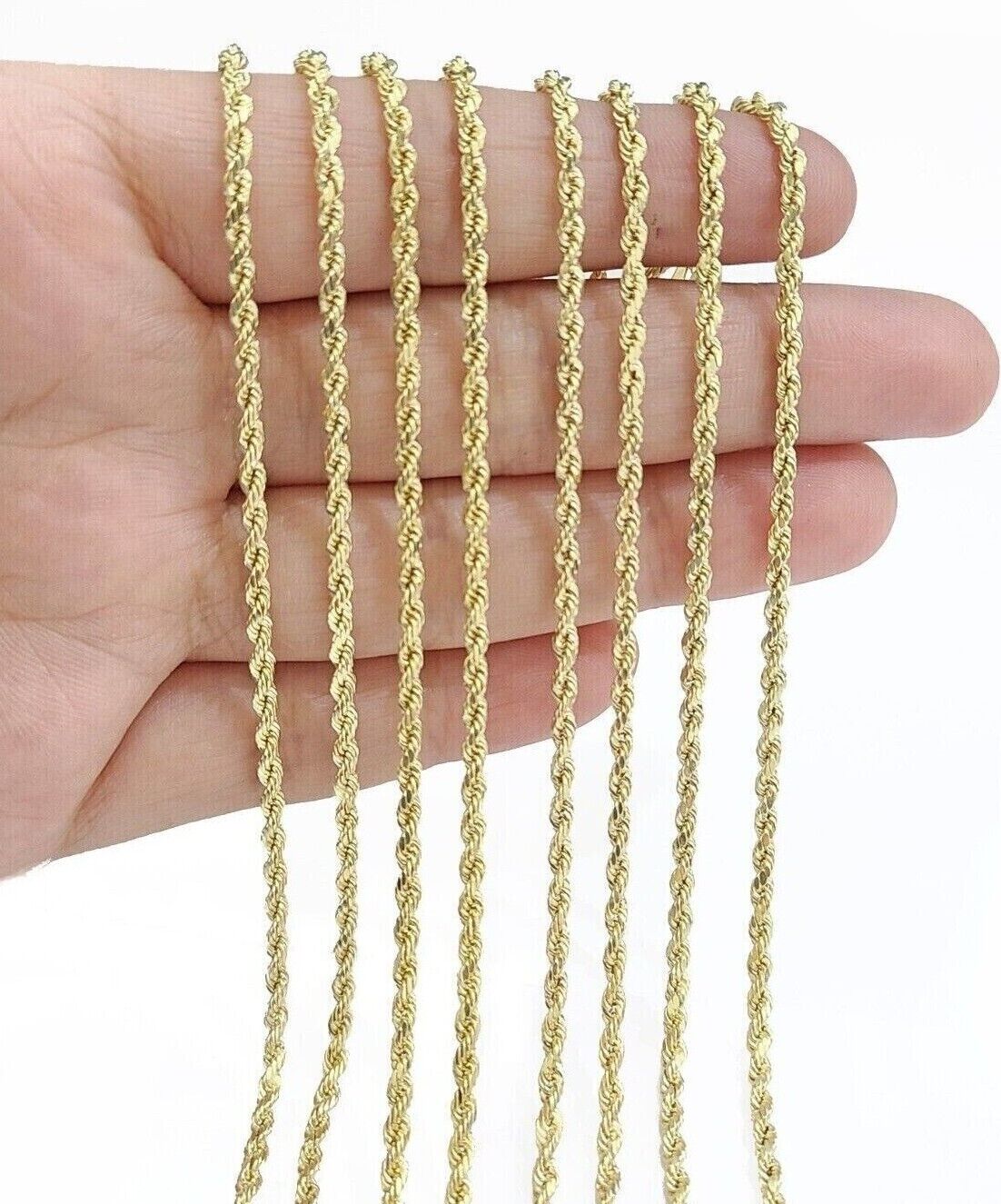 Buy 14k Yellow Gold Solid Diamond Cut Rope Chain 18-30 Inch 5mm