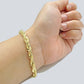 Real 10k Yellow Gold Bracelet 6mm Rope Bracelet Solid 8 inch 10kt Diamond Cuts