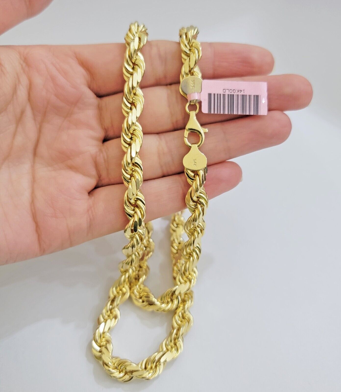 Real 14k Gold Rope Chain Necklace 28 Inch 8mm Mens Diamond cut SOLID 14KT Yellow