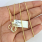 10K Solid Franco Chain Heart Pendant Charm Necklace 16"-22" 1mm Gold Ladies