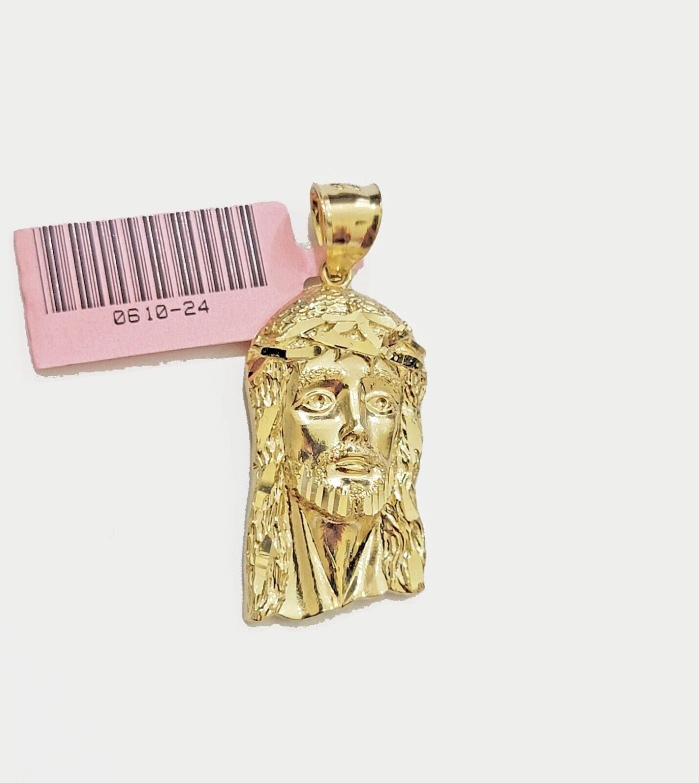 Real 14k Yellow Gold Charm Pendant Jesus Head 14 KT For Men Women, Diamond Cuts