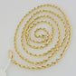 10K Yellow Gold Rope Chain Necklace 3mm 24" REAL 10kt Diamond Cut For Men &Women