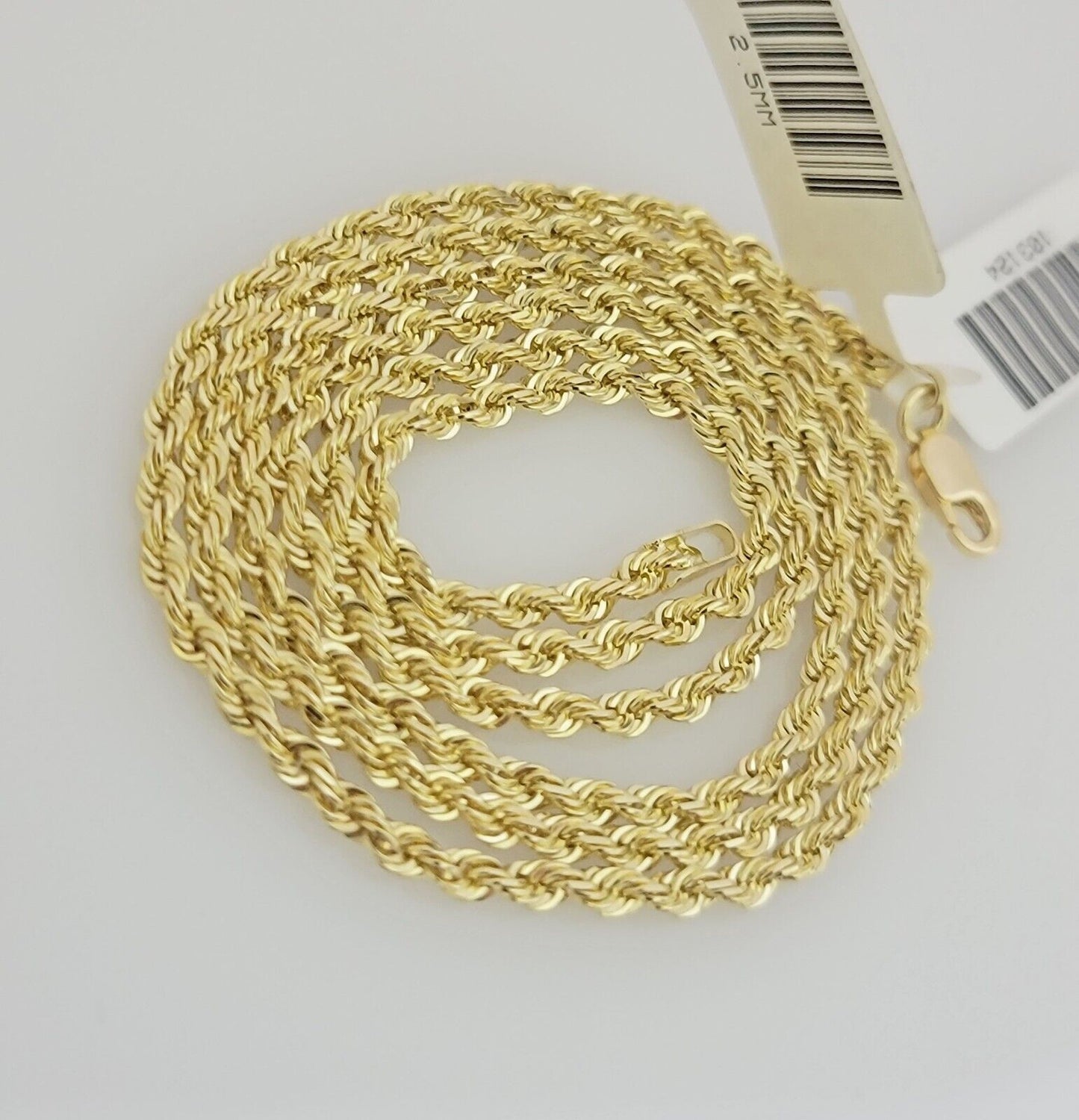 Real 10k Gold Chain Necklace Rope 24 Inch 2.5mm Diamond Cut Solid 10kt Men Women