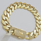 Real 10k Gold Bracelet Mens 9 inch 15mm Royal Cuban Link 10kt Yellow Gd CZ Lock