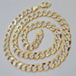 Real 10k Yellow Gold Chain Curb Link Necklace 10mm 28 Inch Diamond Cut Two-tone