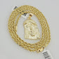 Real 10k Gold Rope Chain Jesus Head Charm Pendant Set 3mm Necklace 18"-26" SOLID