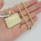 Real 10k Gold Chain Solid Rope Necklace Pendant SET Last supper Charm 4mm 22"