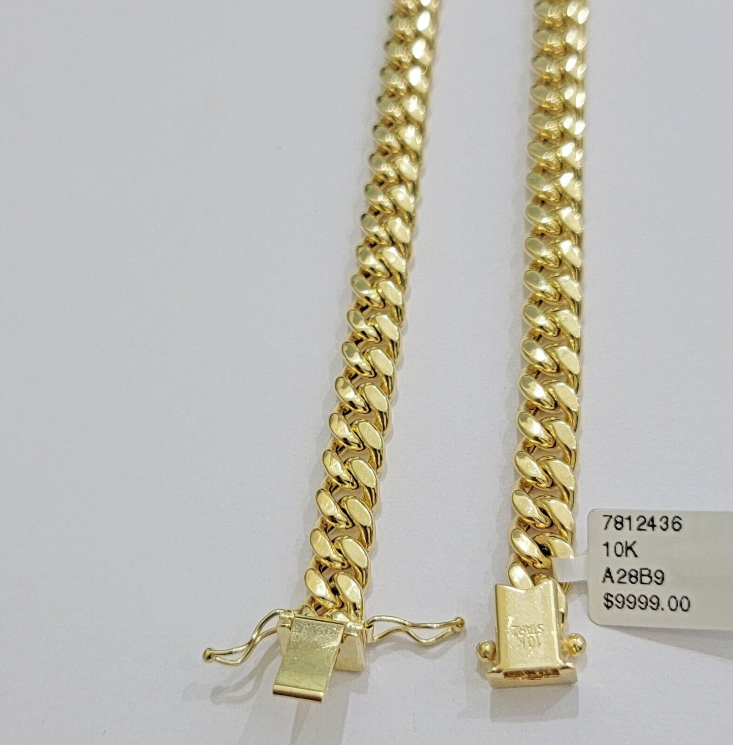 Real 10k Gold Chain Necklace Miami Cuban Link 7mm 20 - 30 Inch Men 10KT Box Lock