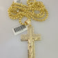 10k Gold Byzantine Chain Necklace Jesus Cross Charm Pendant SET REAL 10kt 3mm