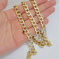 Real 10k Yellow Gold Chain Curb Link Necklace 8mm 18-30 Inch Diamond Cut Twotone