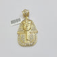 Real 10k Yellow Gold Pharaoh Head Charm Pendant 2.5"  10kt With Stones for Men's