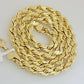 10K Yellow Gold Rope Chain Necklace 8mm 24 Inch REAL 10kt Diamond Cuts For Mens