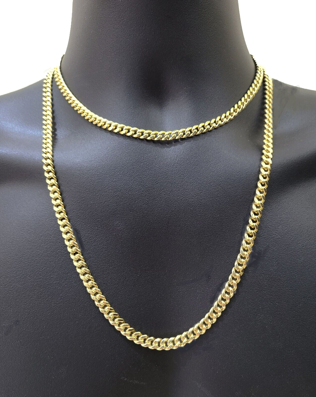 Real 14k Yellow Gold Miami Cuban Link Chain 7mm 26" Necklace Box Lock For Mens