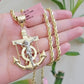 REAL 14k Gold Rope Necklace Anchor Charm Pendant SET SOLID 4mm 24 Inch Necklace