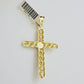 Real 10k Yellow Gold Cross charm Hollow Jesus Pendant 2.2 Inch For Mens 10KT /AS