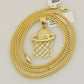 Real 10k Gold Chain Pendant Set Franco Necklace Basketball Charm 2.5mm 18"-24"