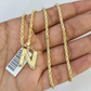 10k Gold Initial N Charm Rope Chain 16"-26" 2.5mm SET Necklace Alphabet Pendant