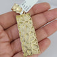 Real 10k Yellow Gold chain & Nugget Charm Pendant SET Necklace 3mm Byzantine 26"