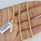 10k Gold Initial I Charm Rope Chain 16"-26" 2.5mm SET Necklace Alphabet Pendant