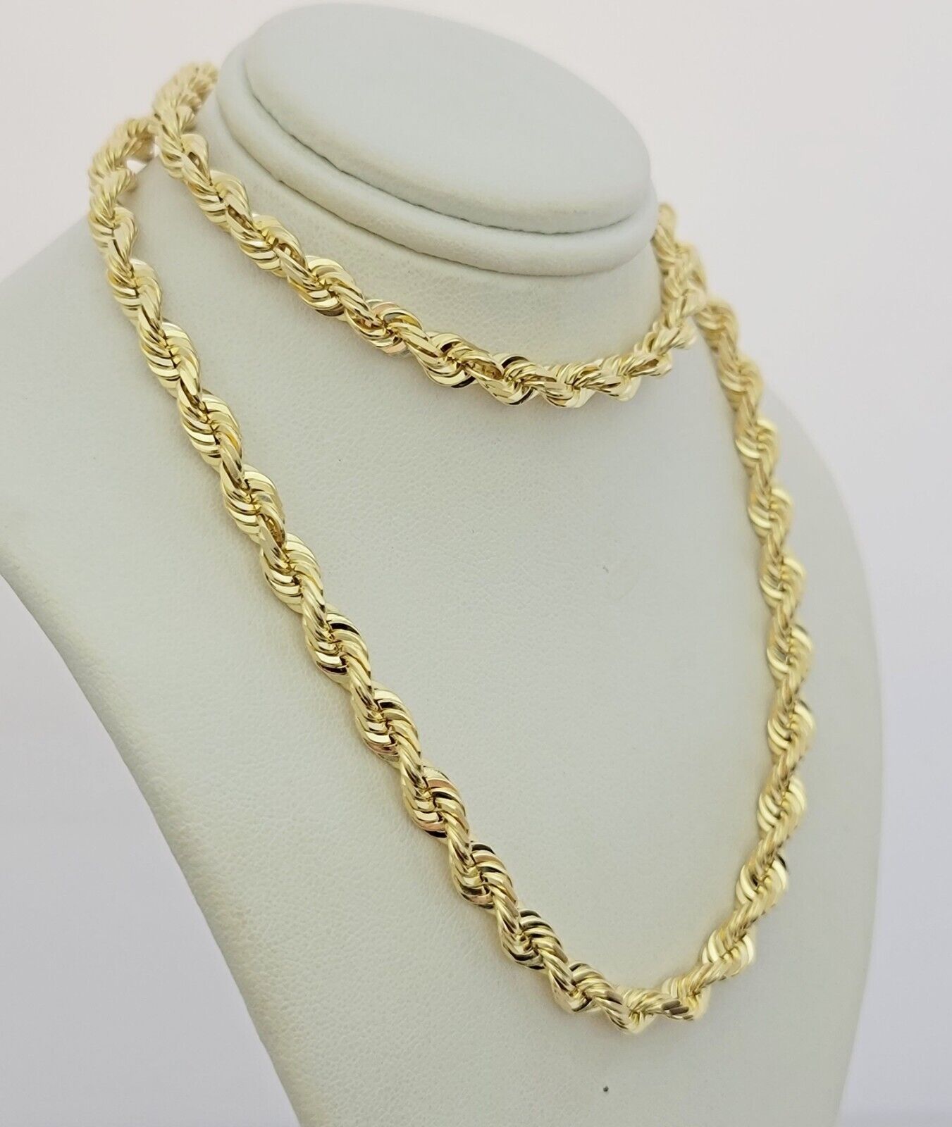 Real 10k Gold Necklace 6mm Rope 28 Inch Diamond Cut Solid 10kt Chain For mens