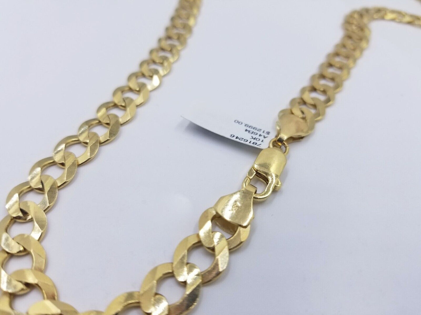 Real 10k Yellow Gold Necklace Cuban Curb Link Chain 10mm 26 inch Mens 10KT SOLID