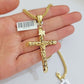 REAL 10k Yellow Gold Franco Necklace Cross Pendant Chain 24 Inch &Jesus Crucifix