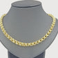 Real 10k Yellow Gold Box Byzantine Necklace 6.5mm 24" inch For Men 10kt Chain