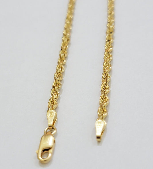 Solid 18k Yellow Gold Necklace Rope Chain 3mm 24'' Inch Real 18kt Men Women SALE