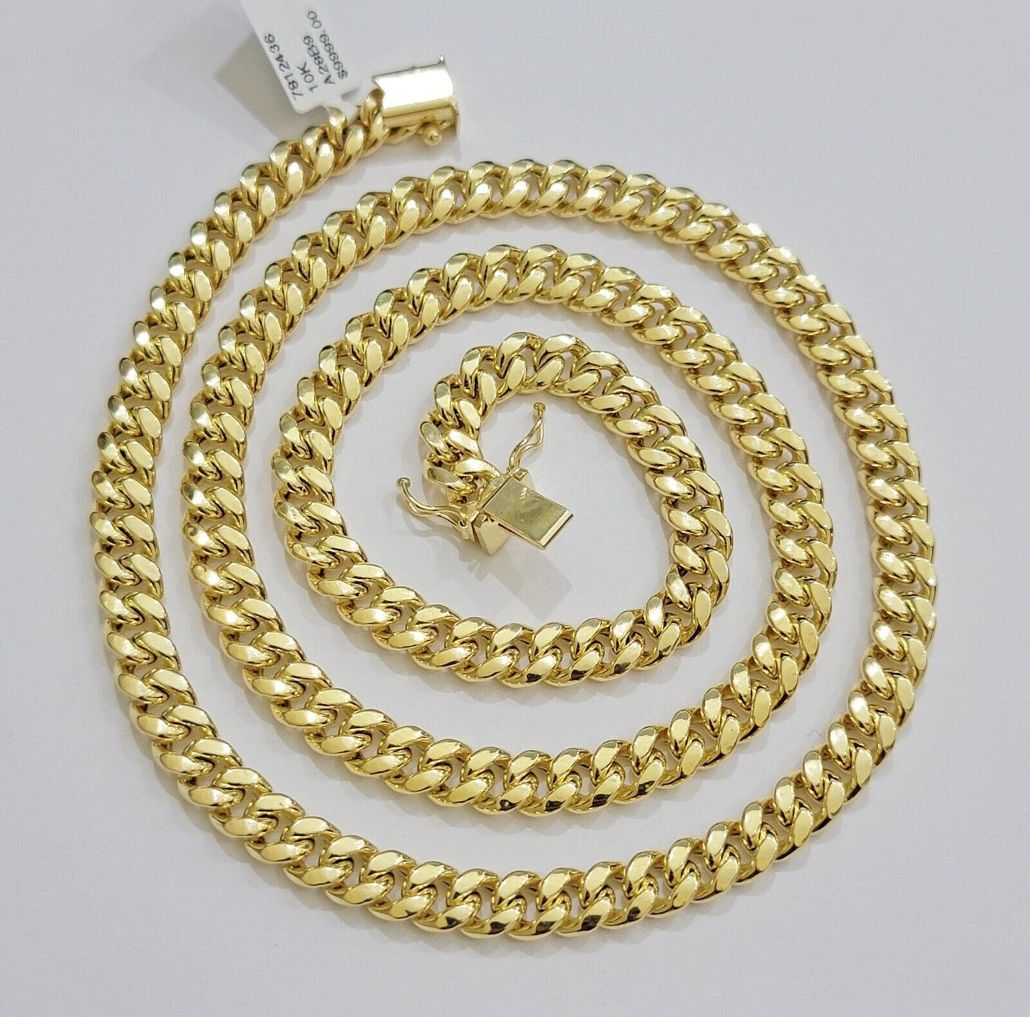Real 10k Gold Chain 7mm 22 Inch Miami Cuban Link Box Clasp Mens 10kt Yellow Gold