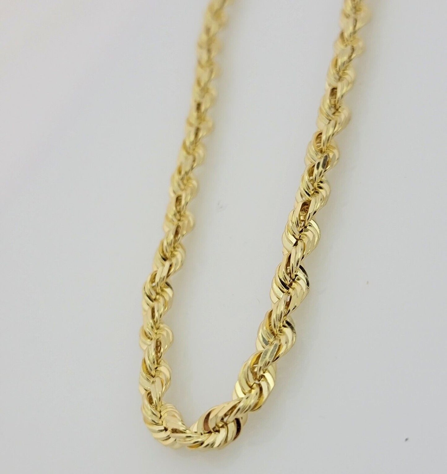 Real 10k Gold Necklace 6mm Rope 28 Inch Diamond Cut Solid 10kt Chain For mens