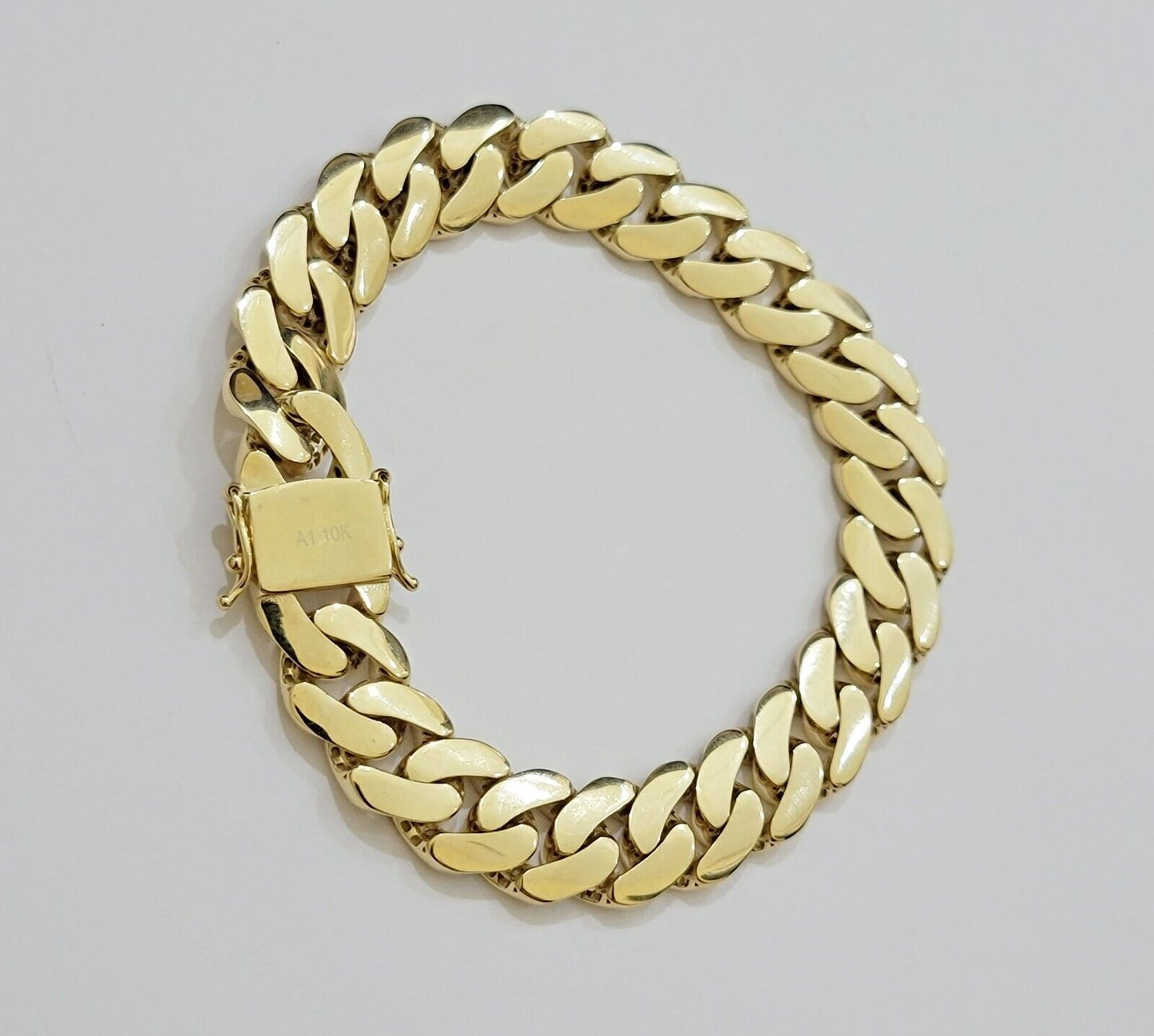 Real 10k Gold Bracelet 12mm Royal Miami Cuban Link 9 inch Men's 10kt Yellow Gold