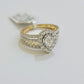 Real 14k Gold Diamond Engagement Wedding Ring Band SET  Pear/ Tear drop 1.5 CT