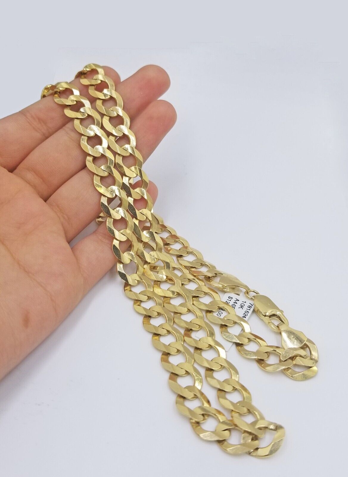 Real 10k Gold Chain Cuban Curb Link Necklace 20 Inch 10mm Solid 10kt Yellow Gold