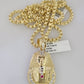 10k Gold Byzantine Chain Pharaoh Head Charm Pendant SET REAL 10kt 3mm 18"-28"