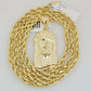 Real 10k Gold Rope Chain Pendant SET Jesus Face Charm Solid Necklace 4mm 26 Inch