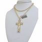 Real 10k Gold Rope Chain Cross Charm Pendant SET 3mm 20" Necklace Jesus Crucifix