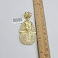 Real 10k Yellow Gold Pharaoh Head Charm Pendant 2.5"  10kt With Stones for Men's