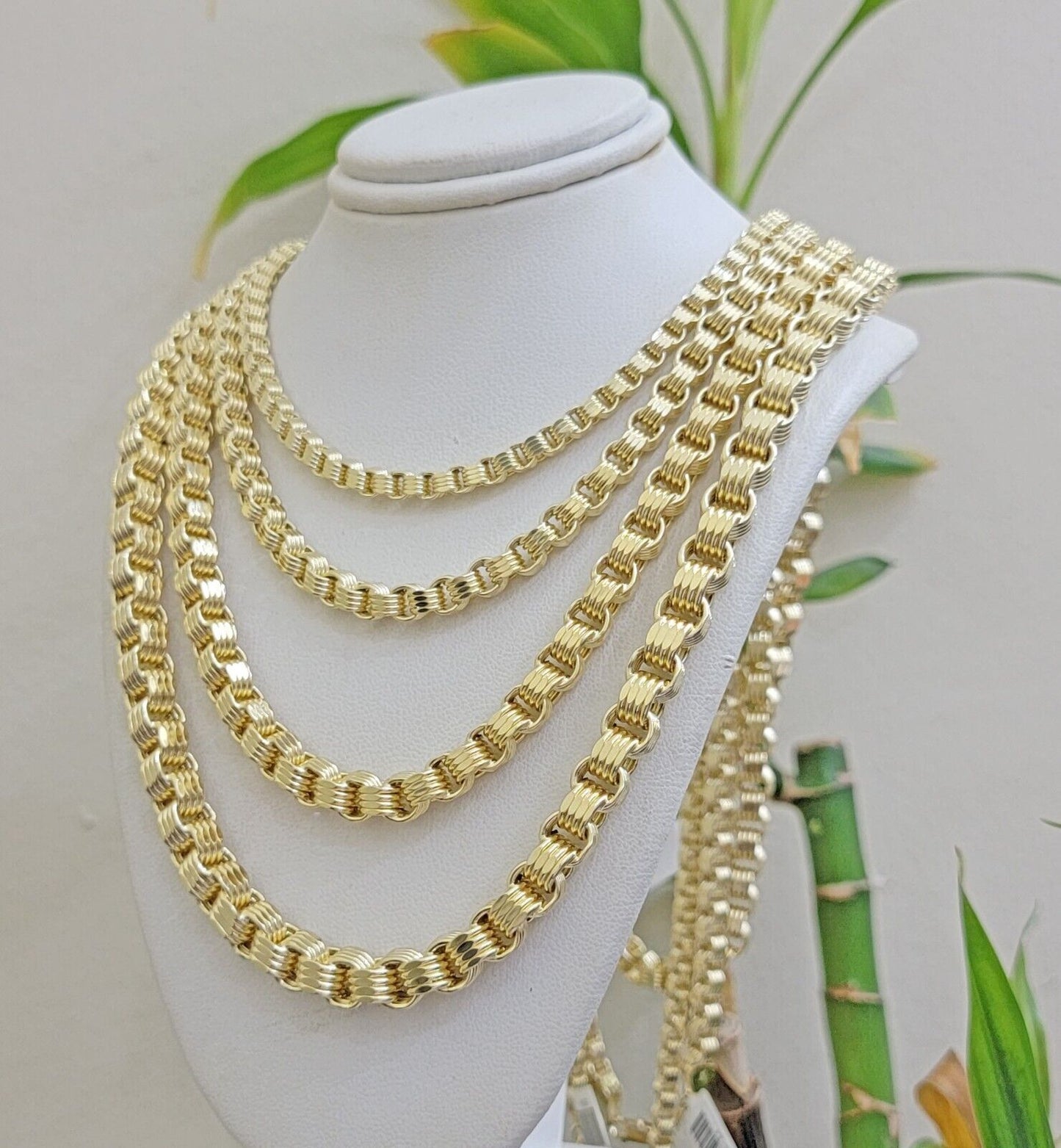 10k Yellow Gold Necklace Box Byzantine Chain 4mm 5mm 6mm 7mm 18 in- 30 in REAL