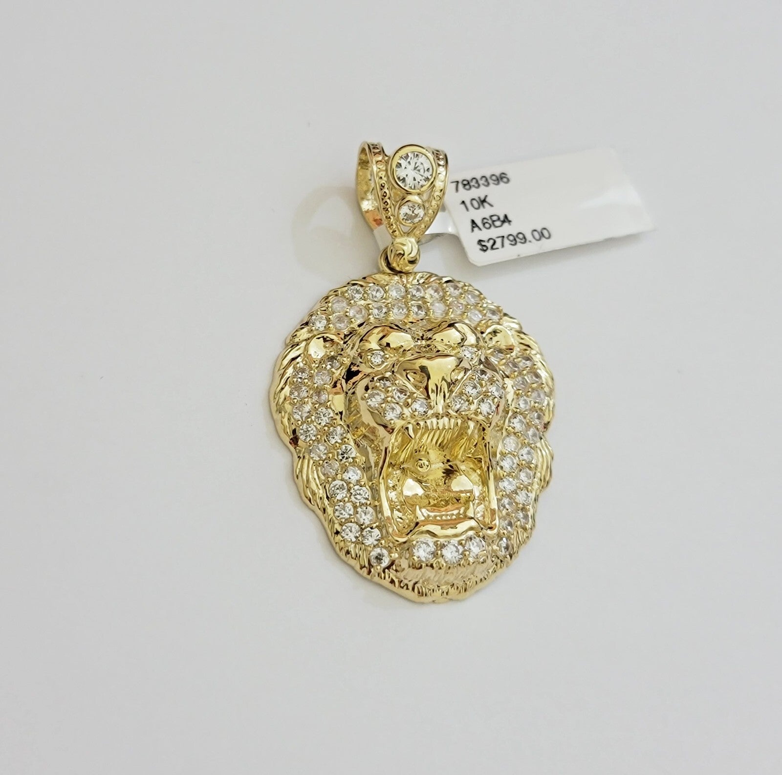 Real 10k Yellow Gold Pendant Lion Head charm 1.5 Inch, Men's 10KT / CAL
