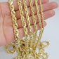 Real 10k Gold Rope Chain Necklace 18-30 Inch 3mm To 10mm Diamond Cut 10KT Yellow