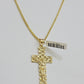 Real 10k Gold Franco Chain Cross Charm SET 18-24 Inch 2mm Necklace Jesus Pendant