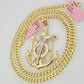 Real 14k Gold Necklace Pendant SET Miami Cuban Link Chain 5mm 24" Anchor Charm