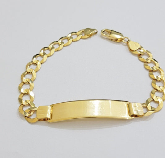 10k Gold Bracelet Id Name Plate Solid Yellow Gold 8Inch 8mm Cuban Curb Link REAL