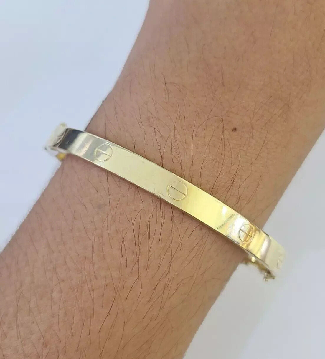 Real 10k Yellow Gold Bangle Bracelet For Ladies, Shiny And Solid 10kt Gold