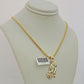 Real 10k Gold Franco Chain Praying Hand Charm pendant Set 2.5mm Necklace 22 Inch